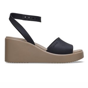 Brooklyn Ankle Strap Wedge - Black/Mushroom