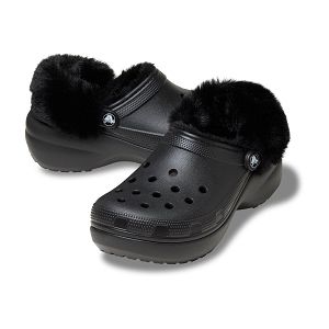 Classic Platform Fuzz Lined Clog - Black