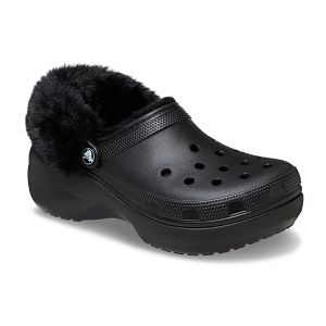 Classic Platform Fuzz Lined Clog - Black
