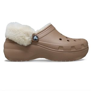 Classic Platform Fuzz Lined Clog - Latte