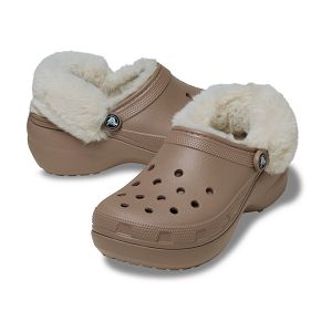 Classic Platform Fuzz Lined Clog - Latte