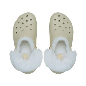 Classic Platform Fuzz Lined Clog - Bone