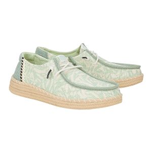 Wendy Espadrille Retro Palm - Celadon Green/White