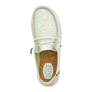 Wendy Espadrille Retro Palm - Celadon Green/White