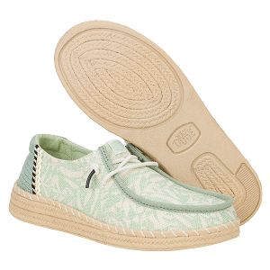 Wendy Espadrille Retro Palm - Celadon Green/White
