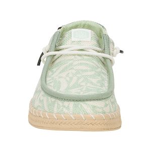 Wendy Espadrille Retro Palm - Celadon Green/White