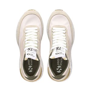 4089 TRAINING 9TS SLIM VEGAN LEATHER - Pink Almond-Green Olive-F Avorio
